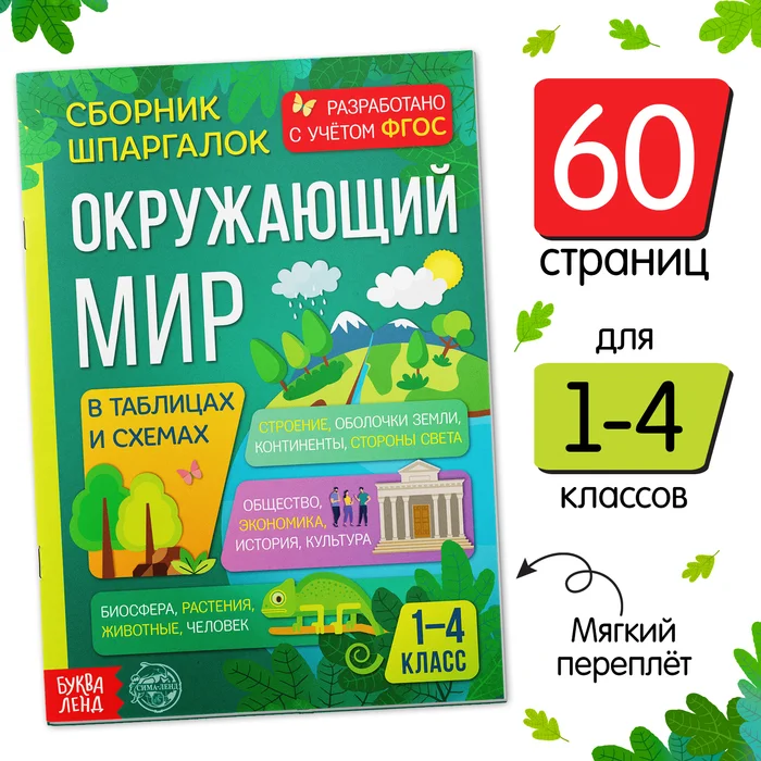 Сборник шпаргалок для 1-4 классов Окружающий мир, 60 стр