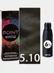 POINT. ПРОКраска для волос тон 5.10Тём-рус пепел для сед.волос + 6% оксид,100/100мл