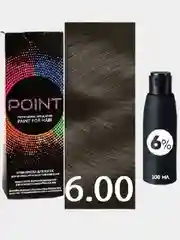 POINT. ПРОМО Краска для волос тон №6.00, Русый для седых волос + 6% оксид, 100/100мл