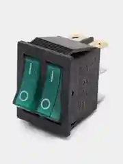 Переключатель KCD3-101N ON-OFF 15A 250V (6 контактов) зеленый ДВОЙНОЙ