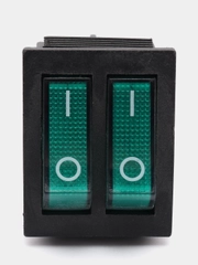 Переключатель KCD3-101N ON-OFF 15A 250V (6 контактов) зеленый ДВОЙНОЙ