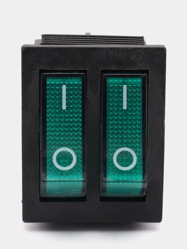 Переключатель KCD3-101N ON-OFF 15A 250V (6 контактов) зеленый ДВОЙНОЙ