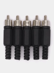 5 штук Штекер RCA (тюльпан) пластик черный