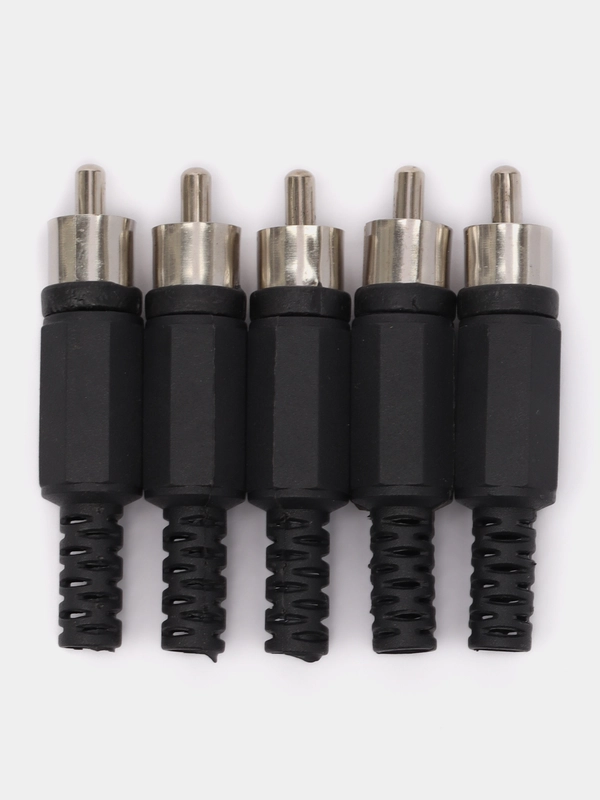 5 штук Штекер RCA (тюльпан) пластик черный