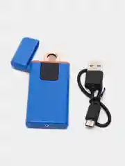Синий зажигалка электронная USB, ультратонкая, ветрозащитная с зарядкой