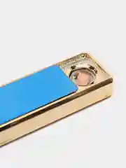 Синий зажигалка электронная USB слайдер, со спиралью ультратонкая, ветрозащитная с зарядкой