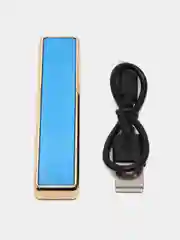 Синий зажигалка электронная USB слайдер, со спиралью ультратонкая, ветрозащитная с зарядкой