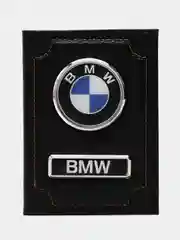Черный обложка для автодокументов BMW из натуральной кожи/бумажник