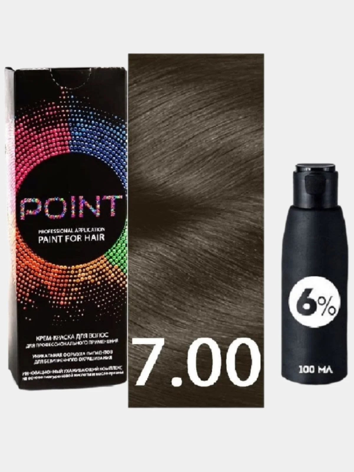 POINT. ПРОМО Краска для волос тон 7.00 Средне-рус для седых волос+6% оксид 100/100мл