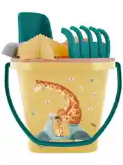 Желтый песочный набор Lalababy (ведерко, сито, совочек, грабельки, 4 формочки)