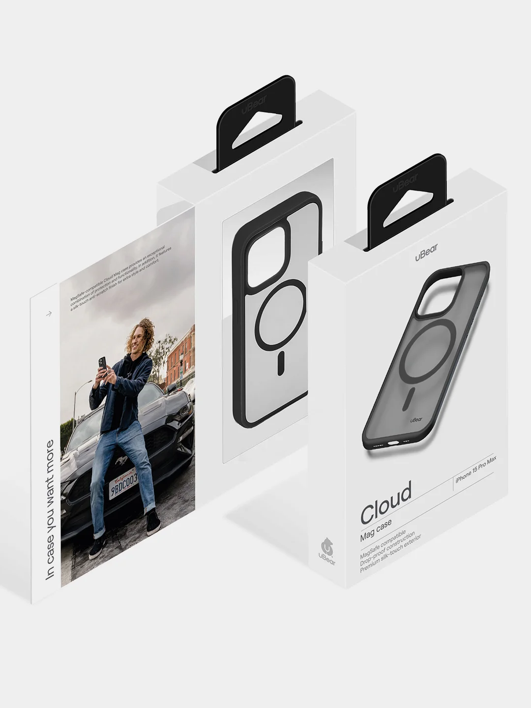 Темно-синий чехол для iPhone 15 Pro Max uBear Cloud Mag Case, MagSafe совместимый, усиленный, силк-тач