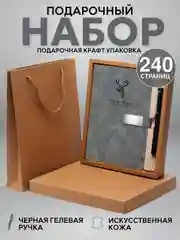 Серебряный ежедневник в подарочной упаковке с ручкой