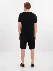 Черный мужской муслиновый летний костюм с шортами