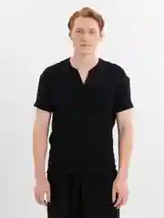 Черный мужской муслиновый летний костюм с шортами