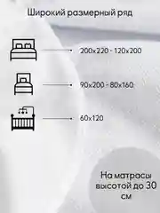 Наматрасник непромокаемый с бортом 60х120, 80x160, 80/90/120/140/160/180/200*200