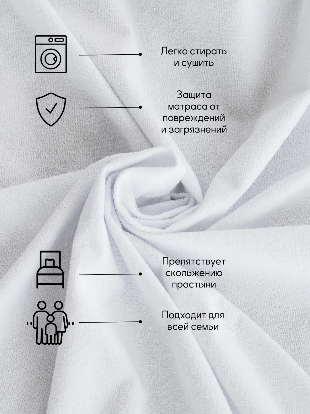 Наматрасник непромокаемый с бортом 60х120, 80x160, 80/90/120/140/160/180/200*200