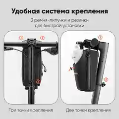 Черный велосумка вертикальная с отсеком для бутылки