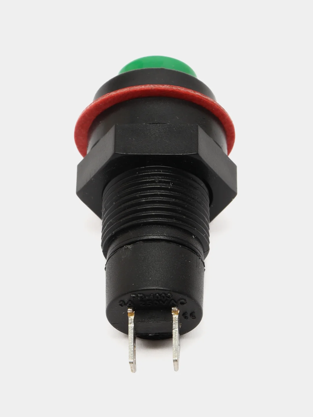 Кнопка DS-211 2A/250VAC с фиксацией зеленая, без подсветки