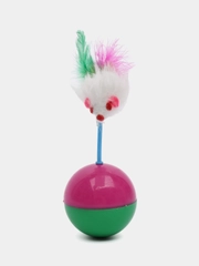 Игрушка для кошки Неваляшка с мышкой/ мяч для кошки/ шарик с мышкой для котят/ когтеточка
