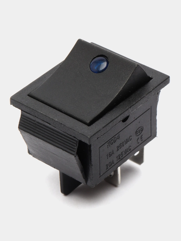 Переключатель KCD4-201L ON-OFF 15A 250V синяя подсветка