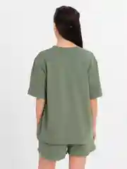 Оливковый пижама женская, футболка оверсайз и шорты
