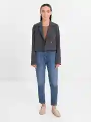 Серый кроп пиджак / Укороченный пиджак / Пиджак oversize