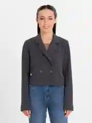 Серый кроп пиджак / Укороченный пиджак / Пиджак oversize