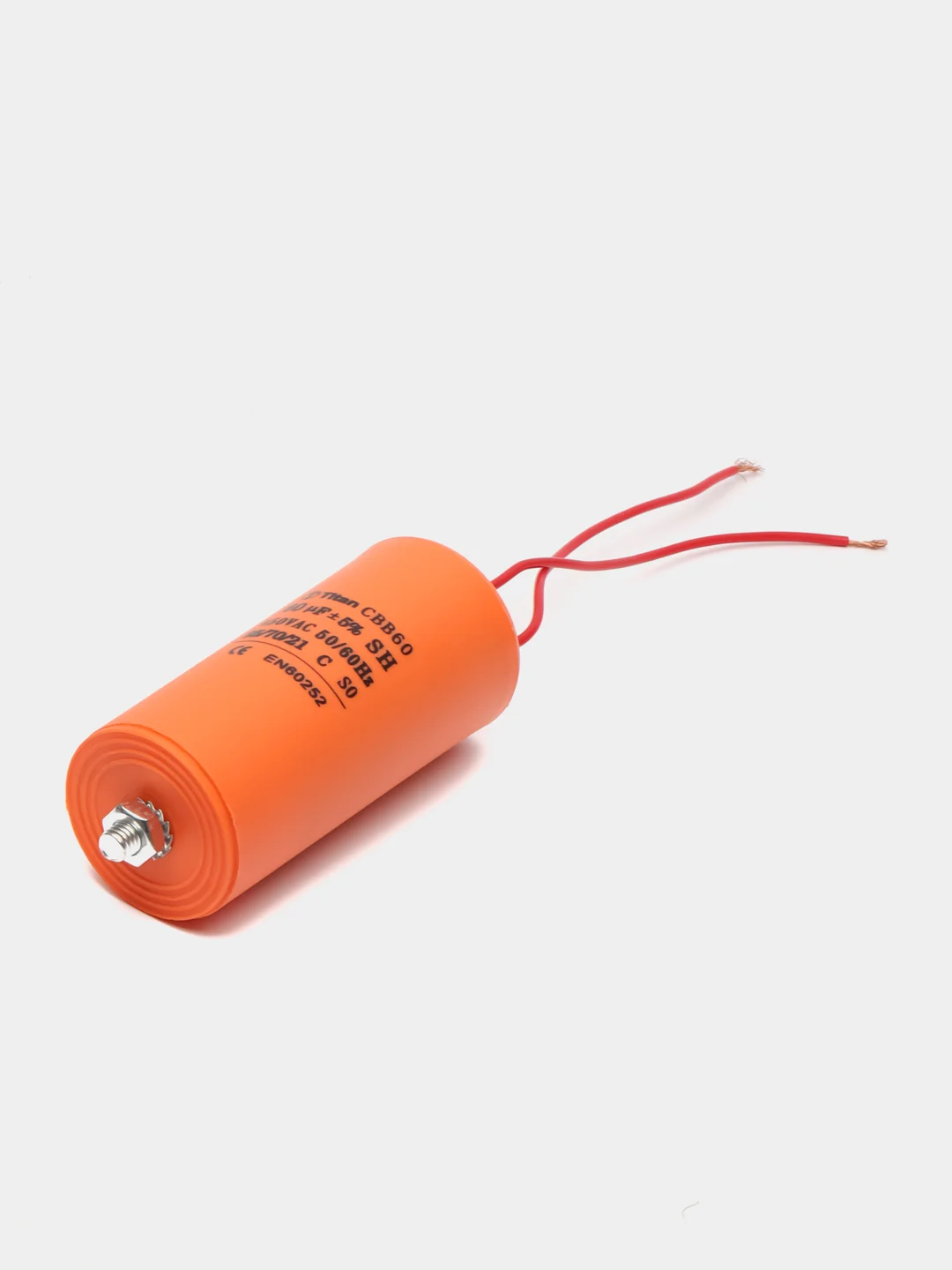 60 мкф Конденсатор пусковой CBB60 60uF 450V гибкие выводы + болт конденсатор двигателя