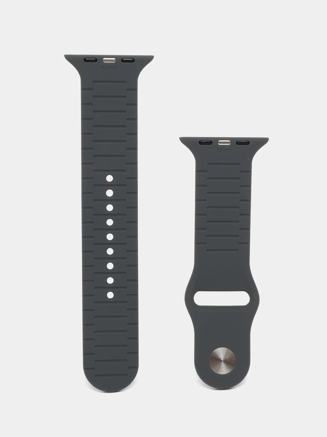 Серый силиконовый ремешок c гравировкой для Apple Watch 38mm/40mm/41mm/42mm/44mm/45mm/49mm