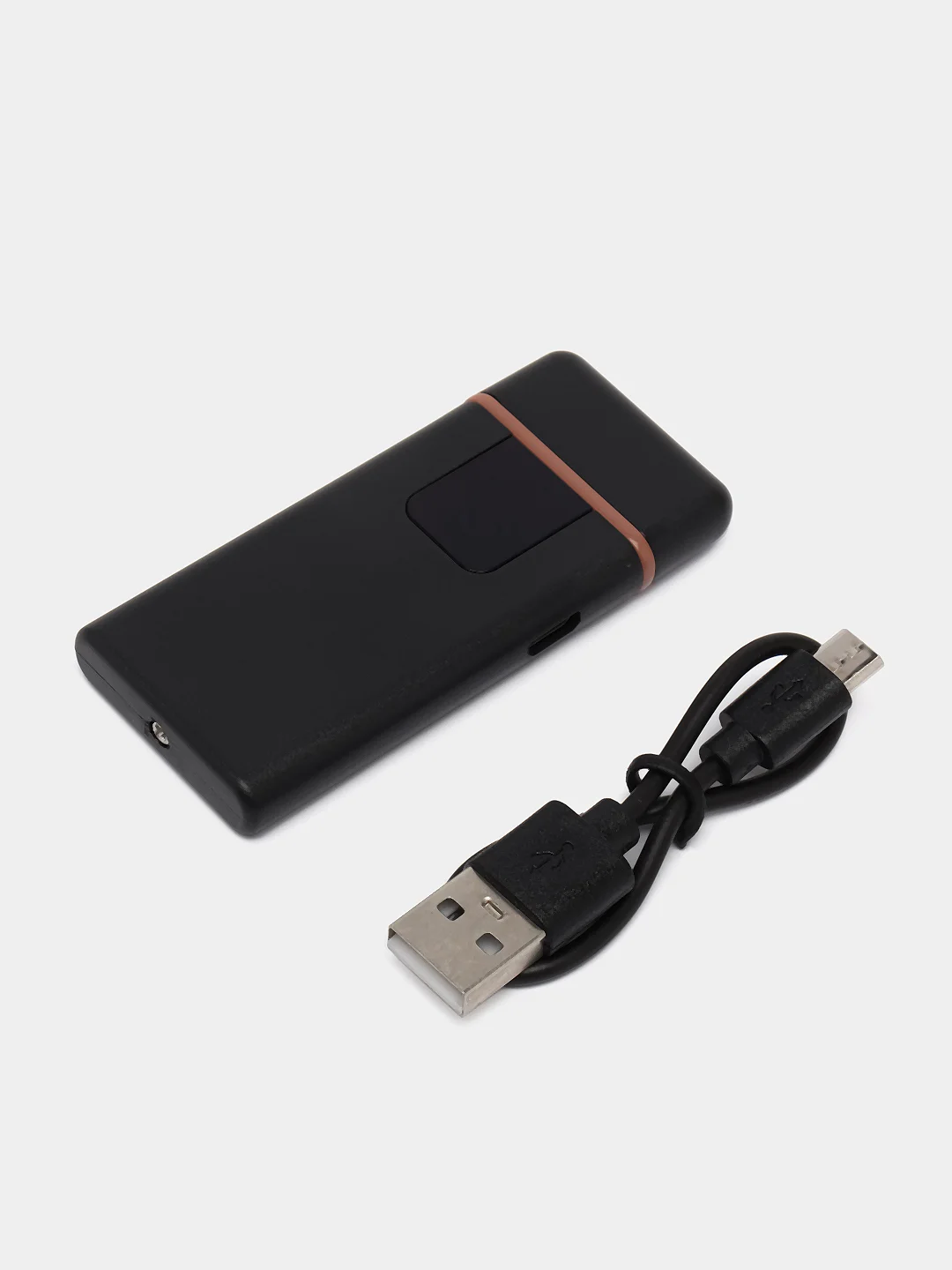 Черный зажигалка электронная USB, ультратонкая, ветрозащитная с зарядкой