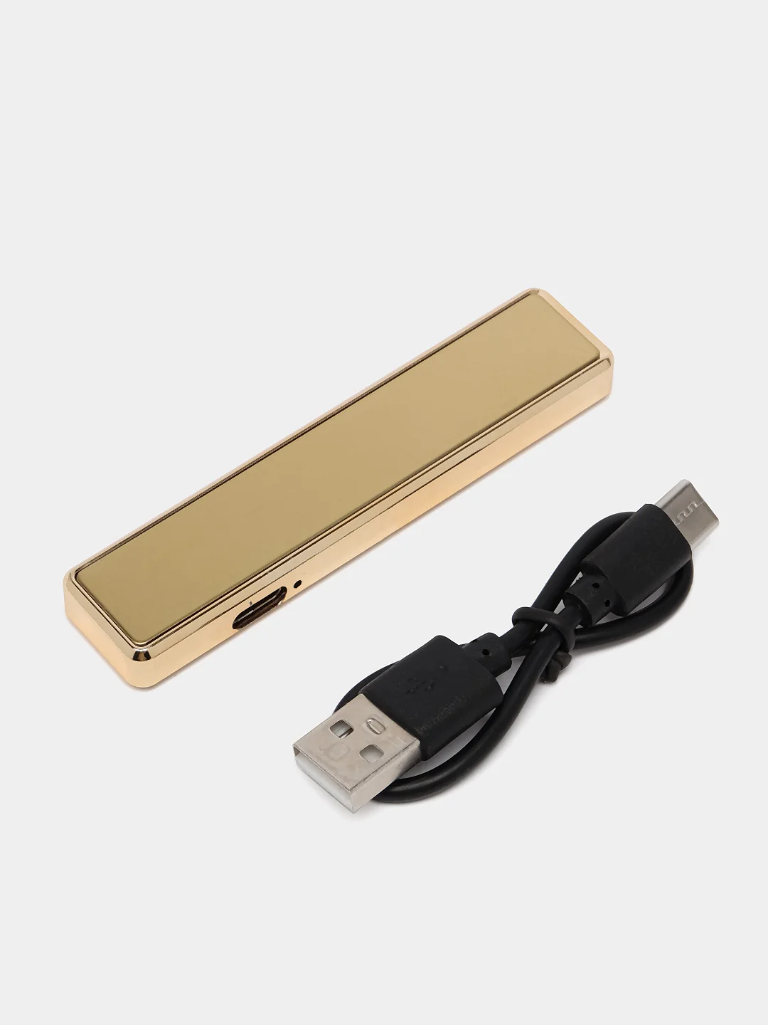 Золотой зажигалка электронная USB слайдер, со спиралью ультратонкая, ветрозащитная с зарядкой