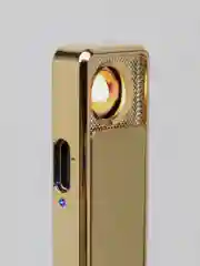 Золотой зажигалка электронная USB слайдер, со спиралью ультратонкая, ветрозащитная с зарядкой