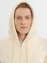 Кремовый худи мужское, толстовка женская оверсайз утепленная кофта на молнии зип худи осень теплая