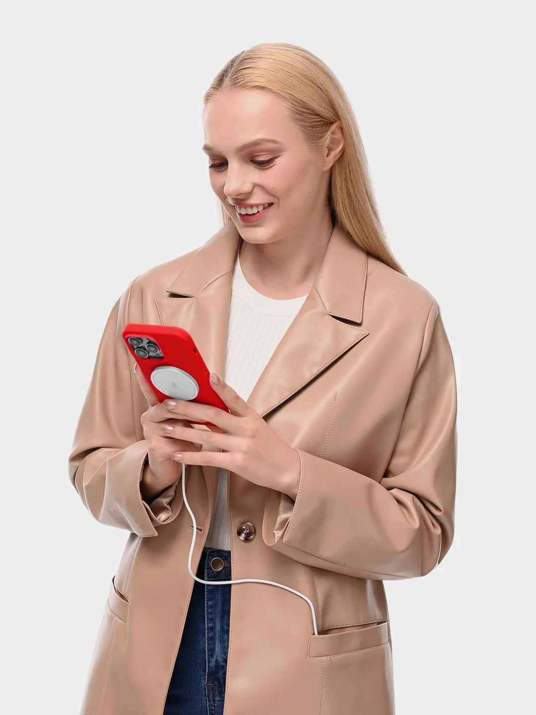 Алый чехол защитный uBear Touch Mag Case для iPhone 14 Pro Max, MagSafe, силикон, софт-тач