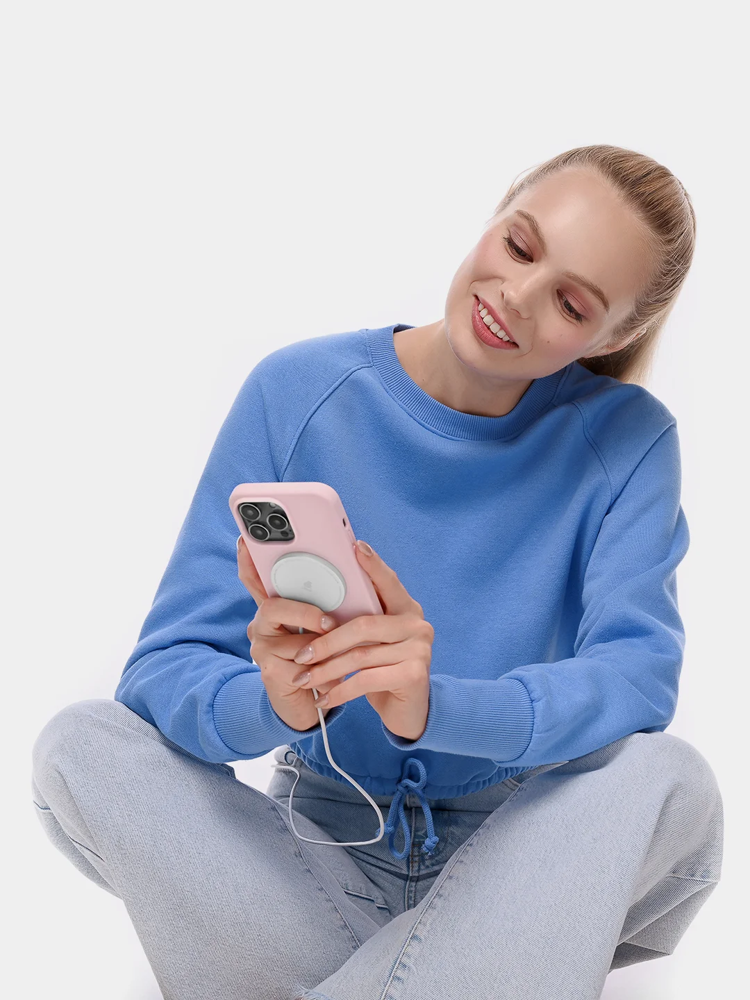 Розовый чехол защитный uBear Touch Mag Case для iPhone 14 Pro Max, MagSafe, силикон, софт-тач