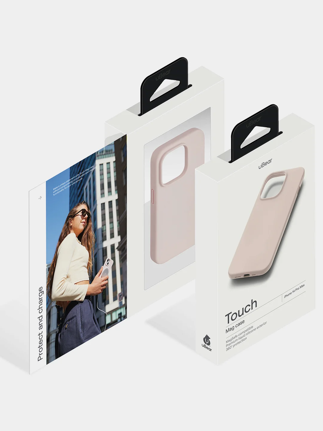 Розовый чехол защитный uBear Touch Mag Case для iPhone 14 Pro Max, MagSafe, силикон, софт-тач