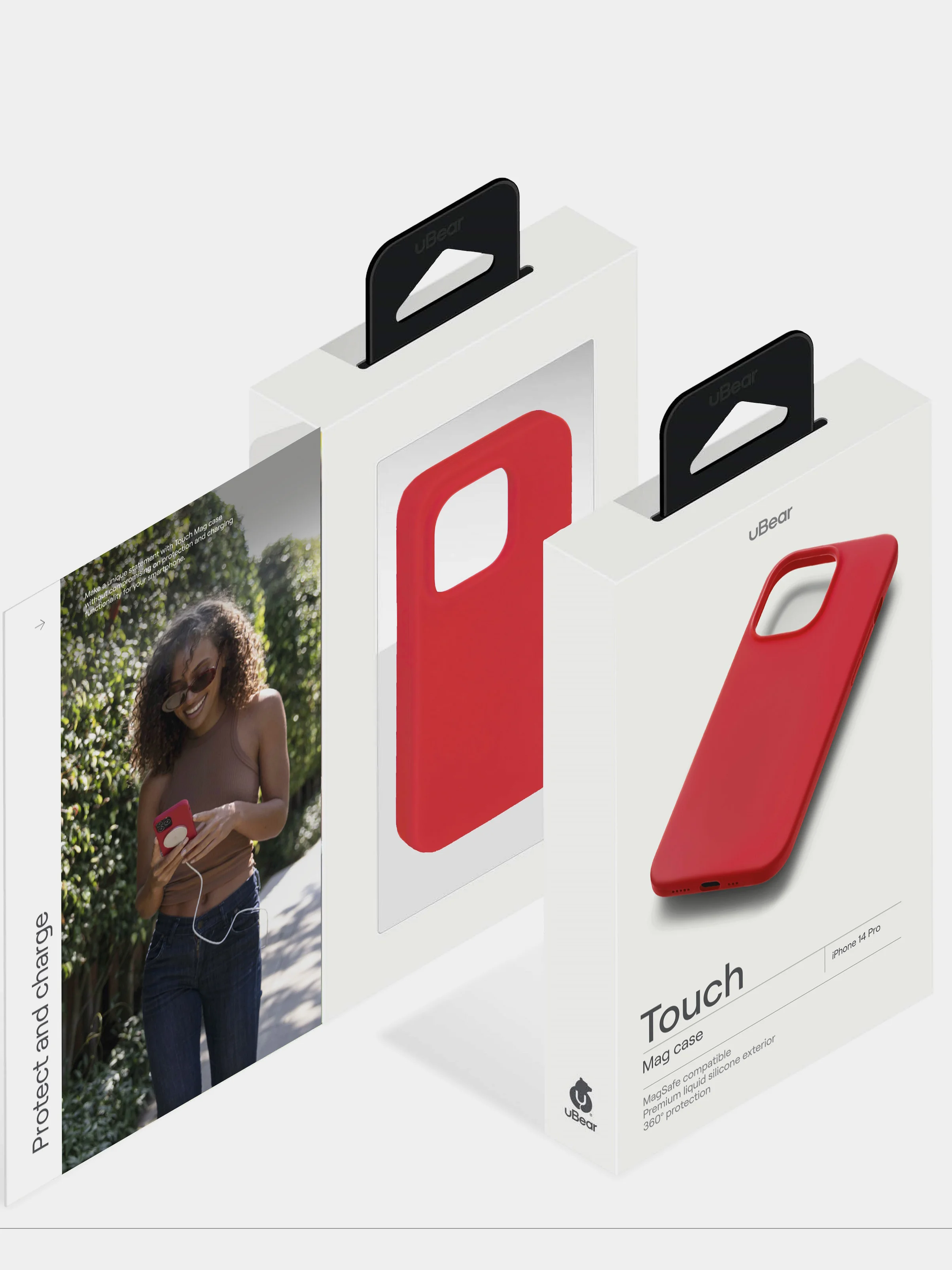 Алый чехол защитный uBear Touch Mag Case для iPhone 14 Pro, MagSafe совместимый, софт-тач