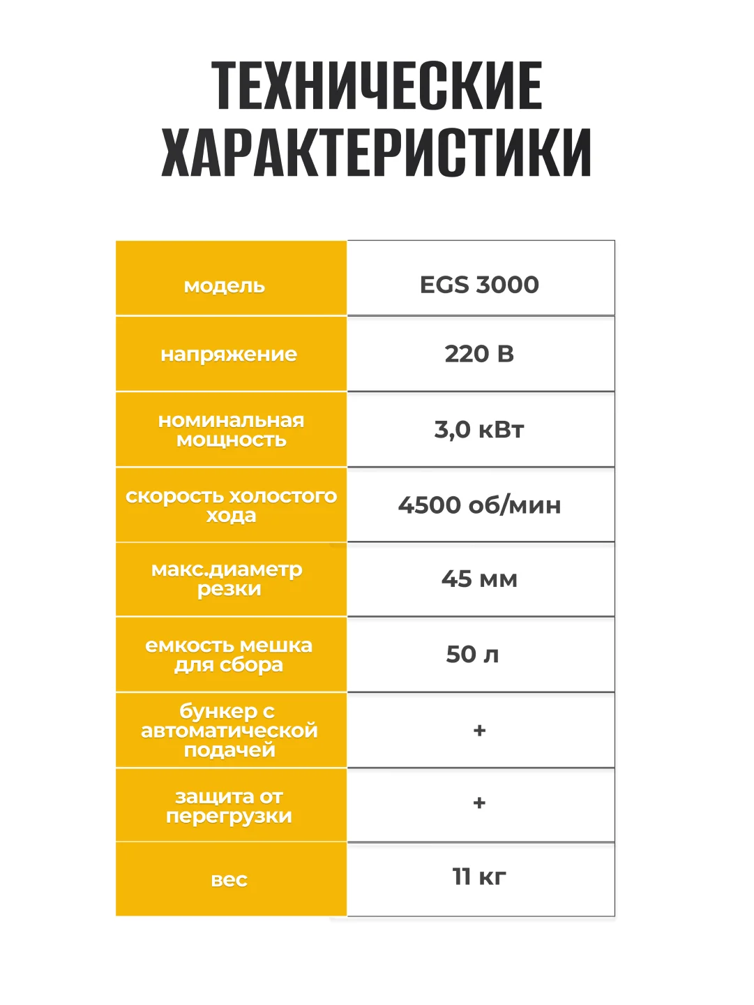 Садовый измельчитель электрический Partner for garden EGS 3000 3000 Вт, 45 мм, 4500 об/мин