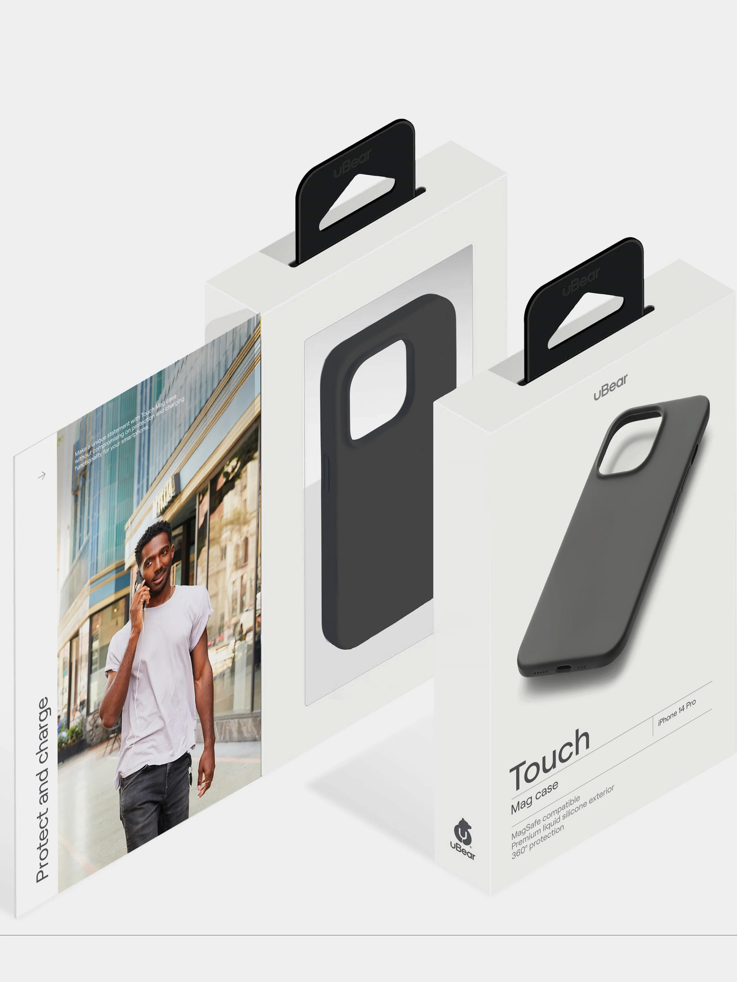 Черный чехол защитный uBear Touch Mag Case для iPhone 14 Pro, MagSafe совместимый, софт-тач