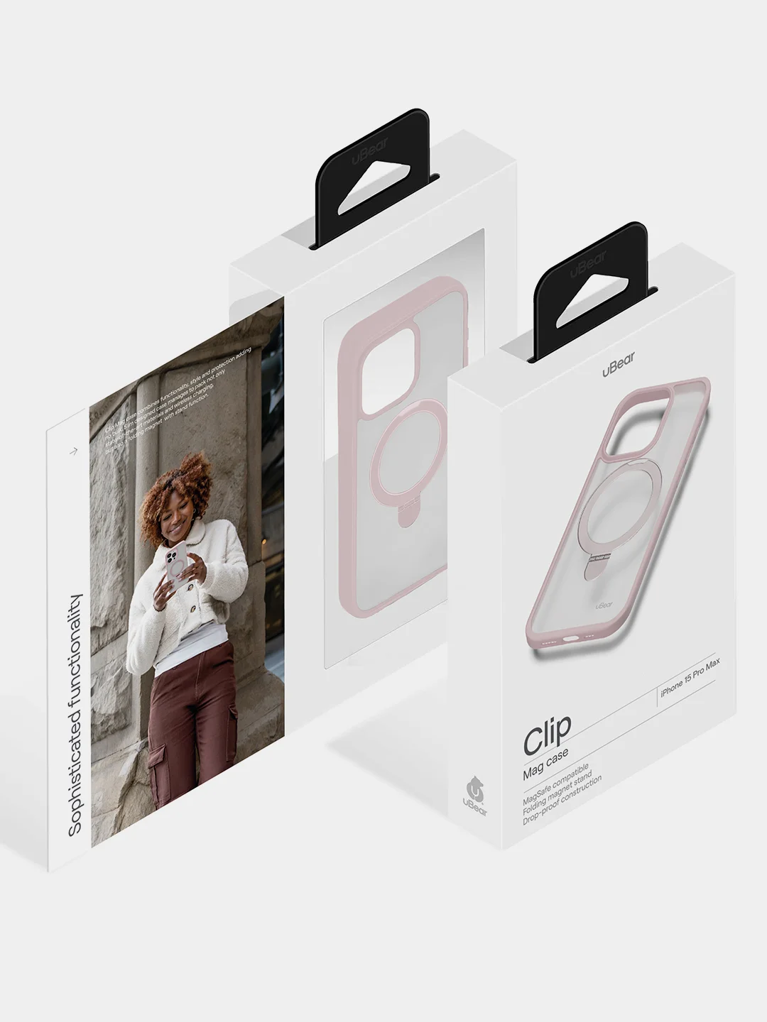 Розовый чехол для iPhone 15 Pro Max uBear Clip Mag Case, MagSafe совместимый, усиленный, силк-тач