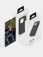 Черный чехол для iPhone 15 Pro uBear Capital Case, MagSafe совместимый, натуральная кожа