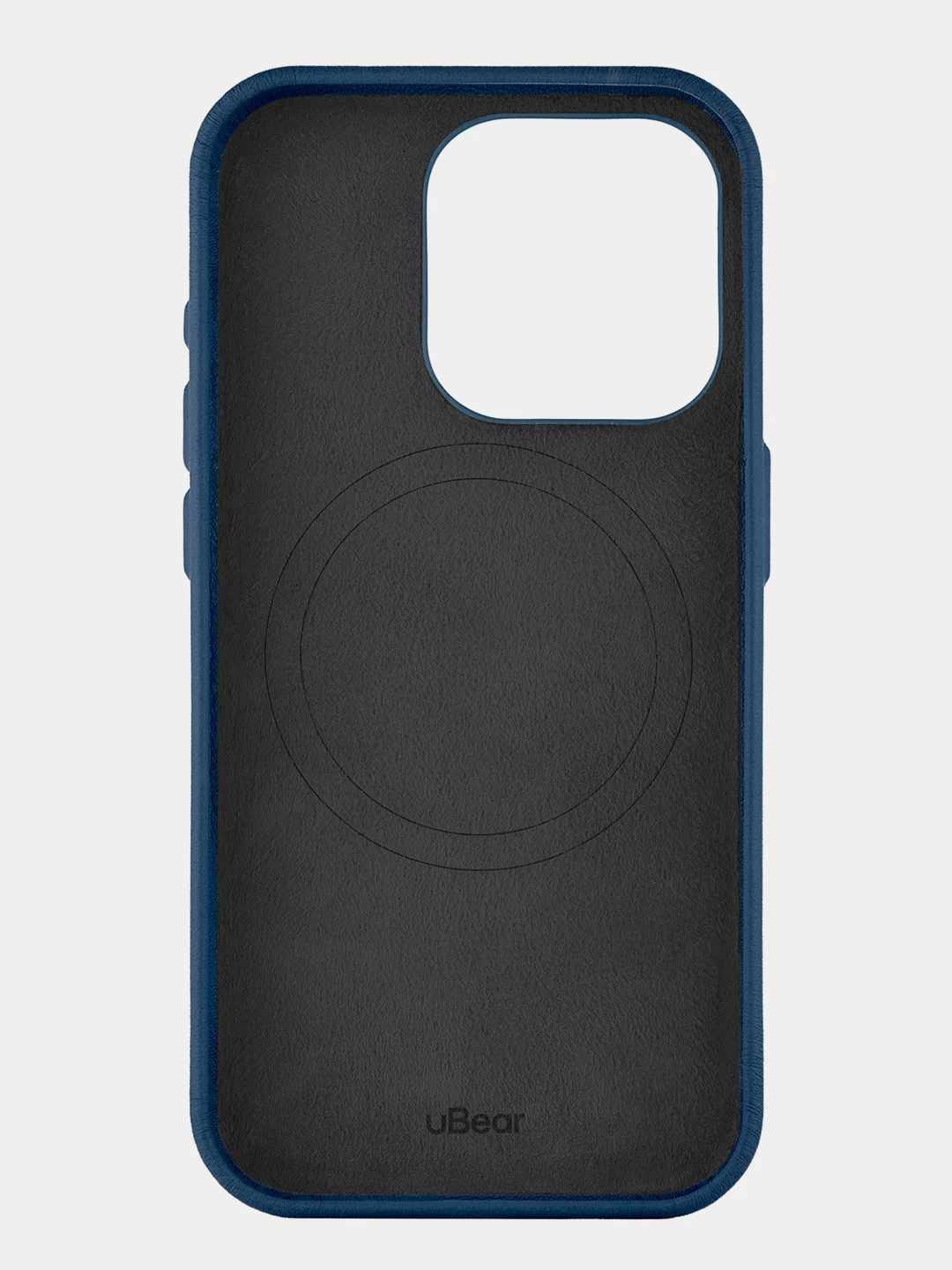 Темно-синий чехол для iPhone 15 Pro uBear Capital Case, MagSafe совместимый, натуральная кожа