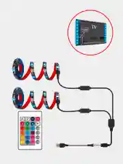 Лента RGB светодиодная 2 х 50 см, с пультом, для авто, ТВ, монитора, USB