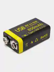 Аккумулятор Крона li-ion 850 mAh 9V с зарядкой от USB Type-C