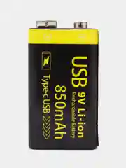 Аккумулятор Крона li-ion 850 mAh 9V с зарядкой от USB Type-C