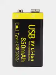 Аккумулятор Крона li-ion 850 mAh 9V с зарядкой от USB Type-C