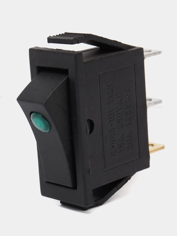 Переключатель KCD3-101L ON-OFF 15A 250V (3 контакта) зеленый с подсветкой
