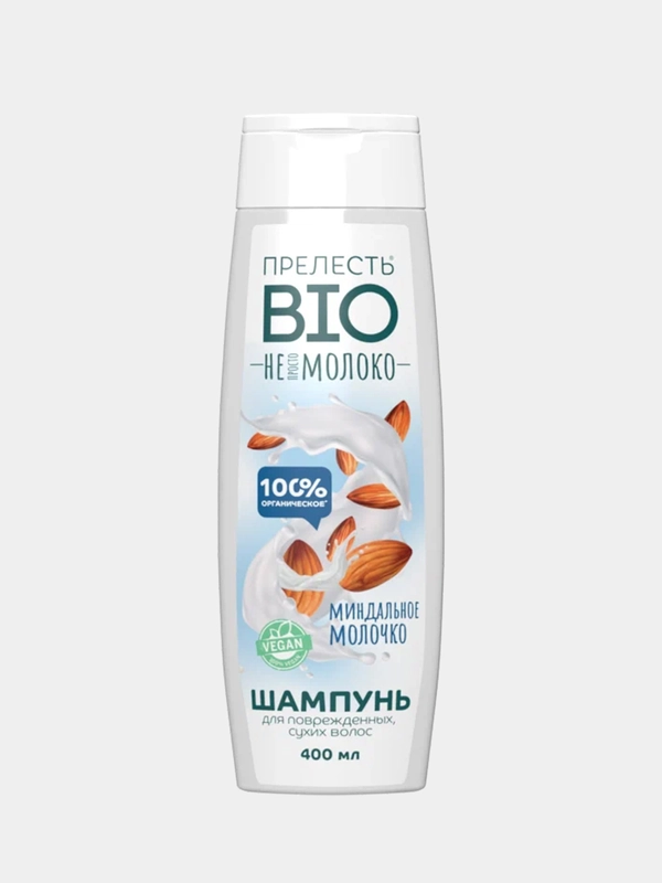 Шампунь Прелесть Био Миндальное молочко для поврежденных, сухих волос, 400 мл