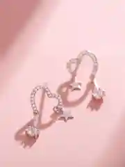 Серьги сердце бижутерия повседневные нарядные с камнями