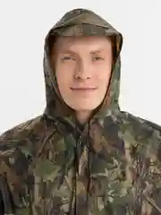 Зелёный хаки плащ-дождевик непромокаемый, камуфлированный, с капюшоном